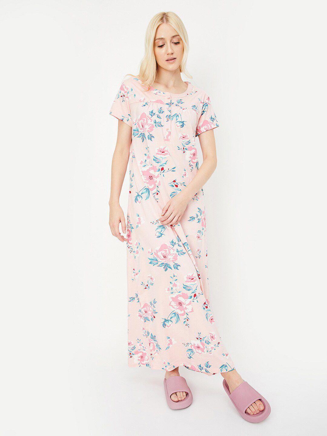 max floral printed pure cotton maxi nightdress