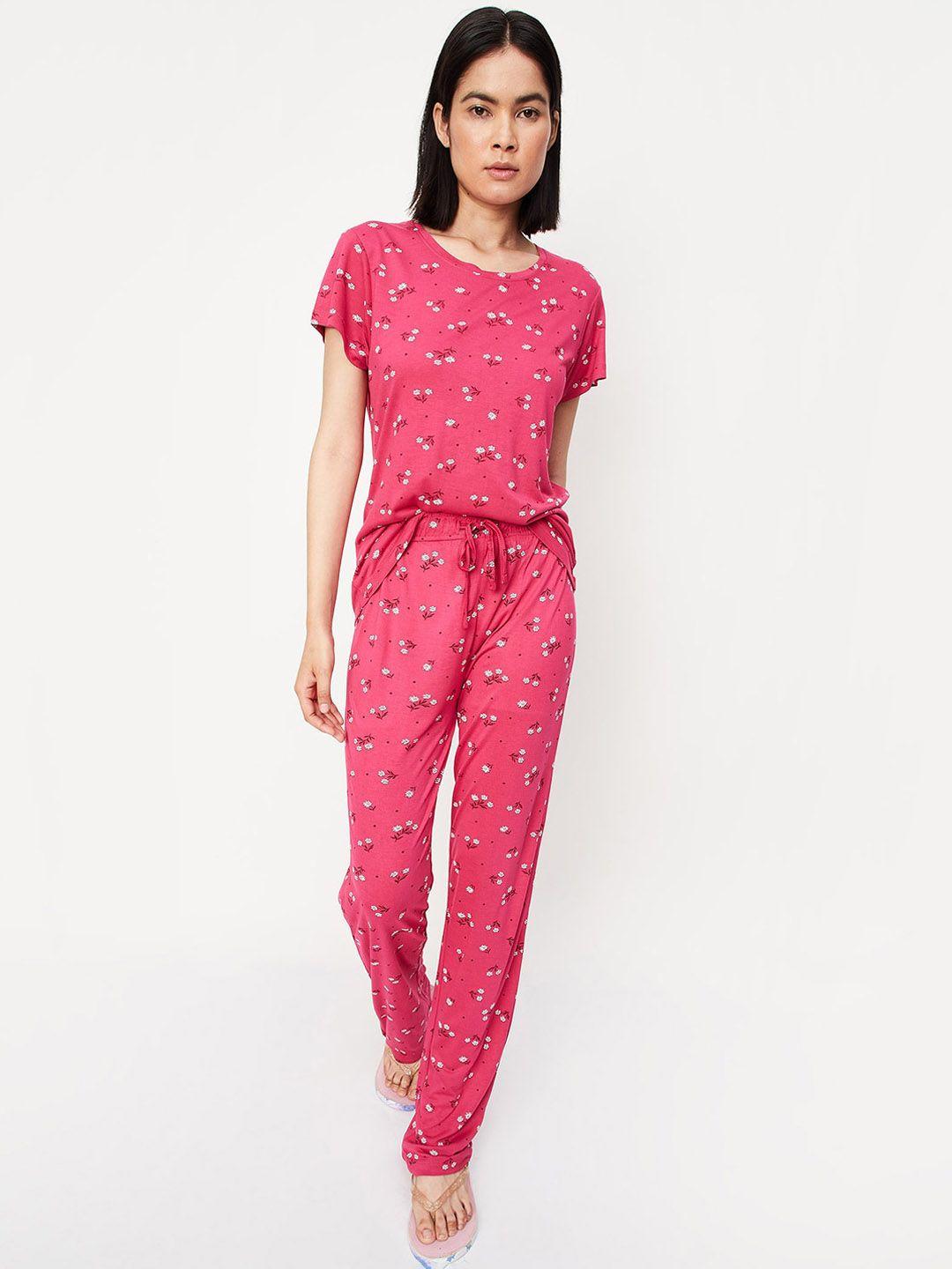 max floral printed pure cotton night suit