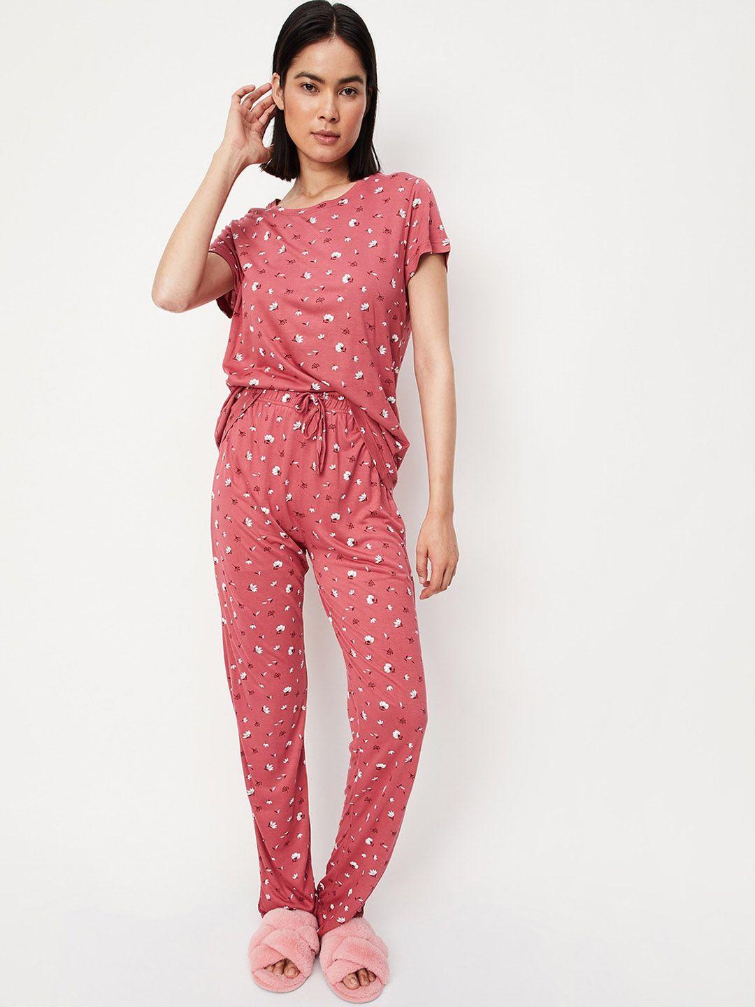 max floral printed pure cotton night suit