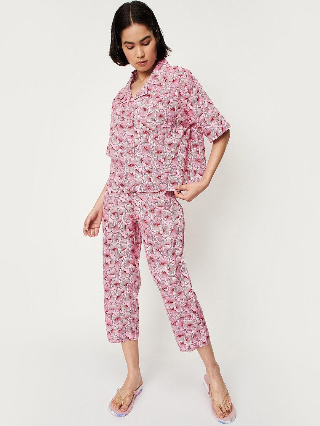 max floral printed pure cotton night suit