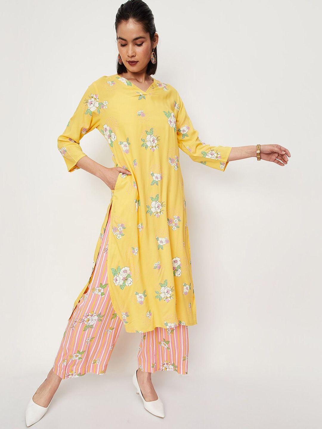 max floral printed regular kurta with palazzos