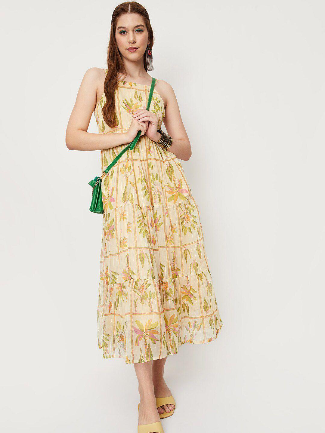 max floral printed shoulder straps maxi dress