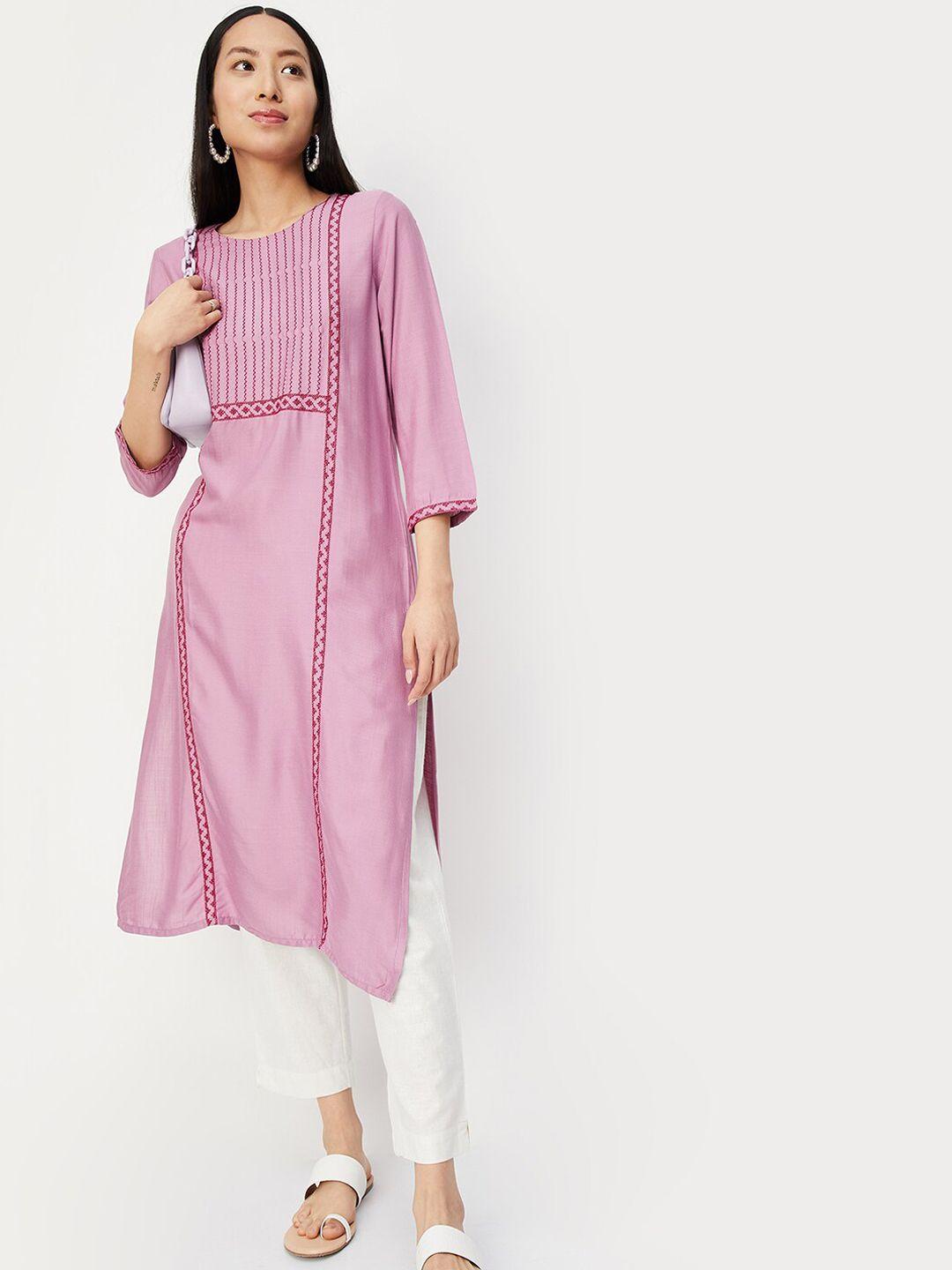 max geometric embroidered straight kurta