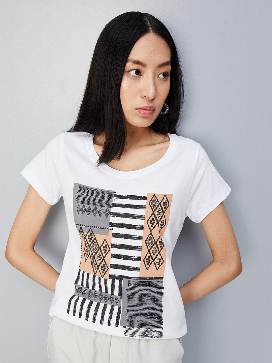 max geometric printed pure cotton t-shirt