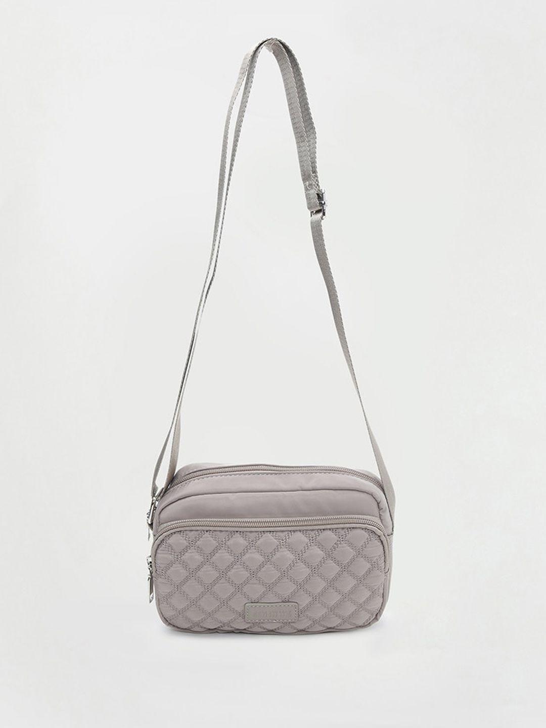 max geometric textured structured sling bag with quilted