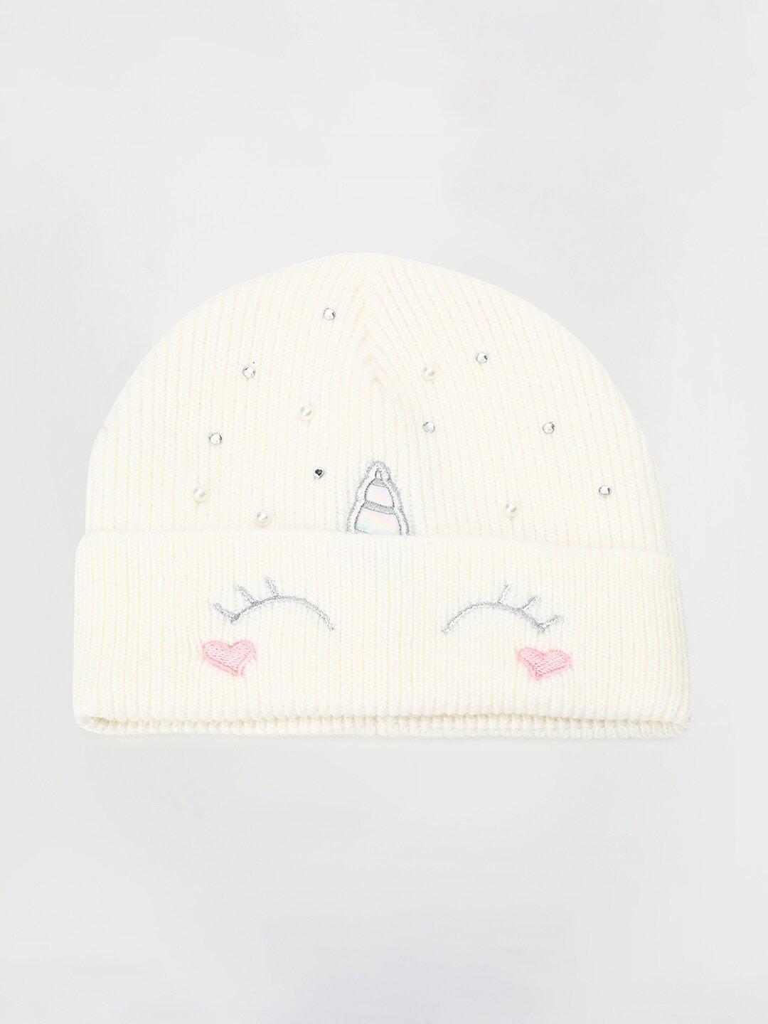 max girls embroidered acrylic beanie