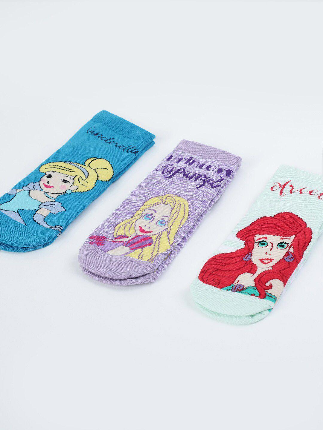 max girls pack of 3 disney princess ankle-length socks