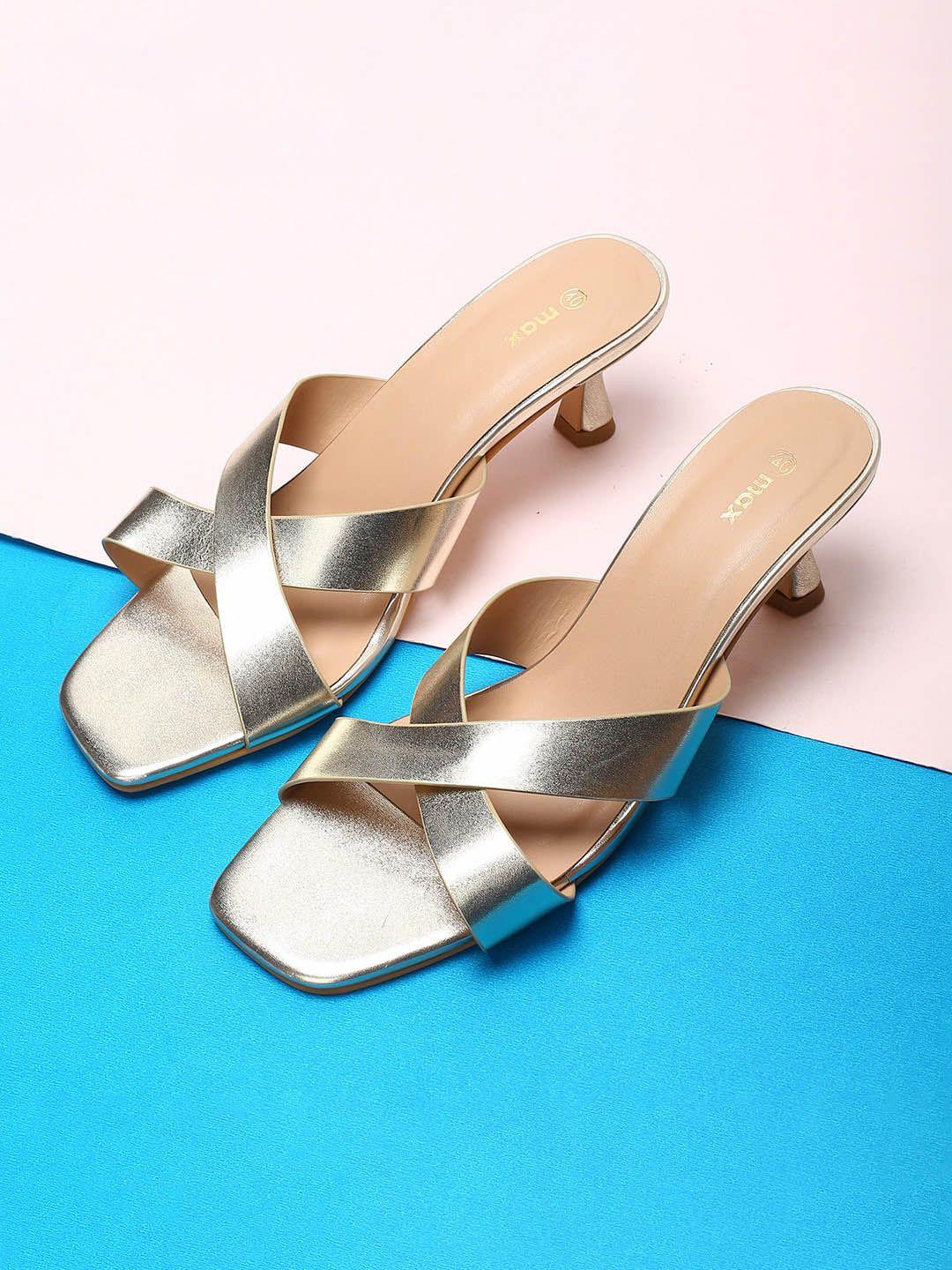 max gold-toned pu kitten sandals