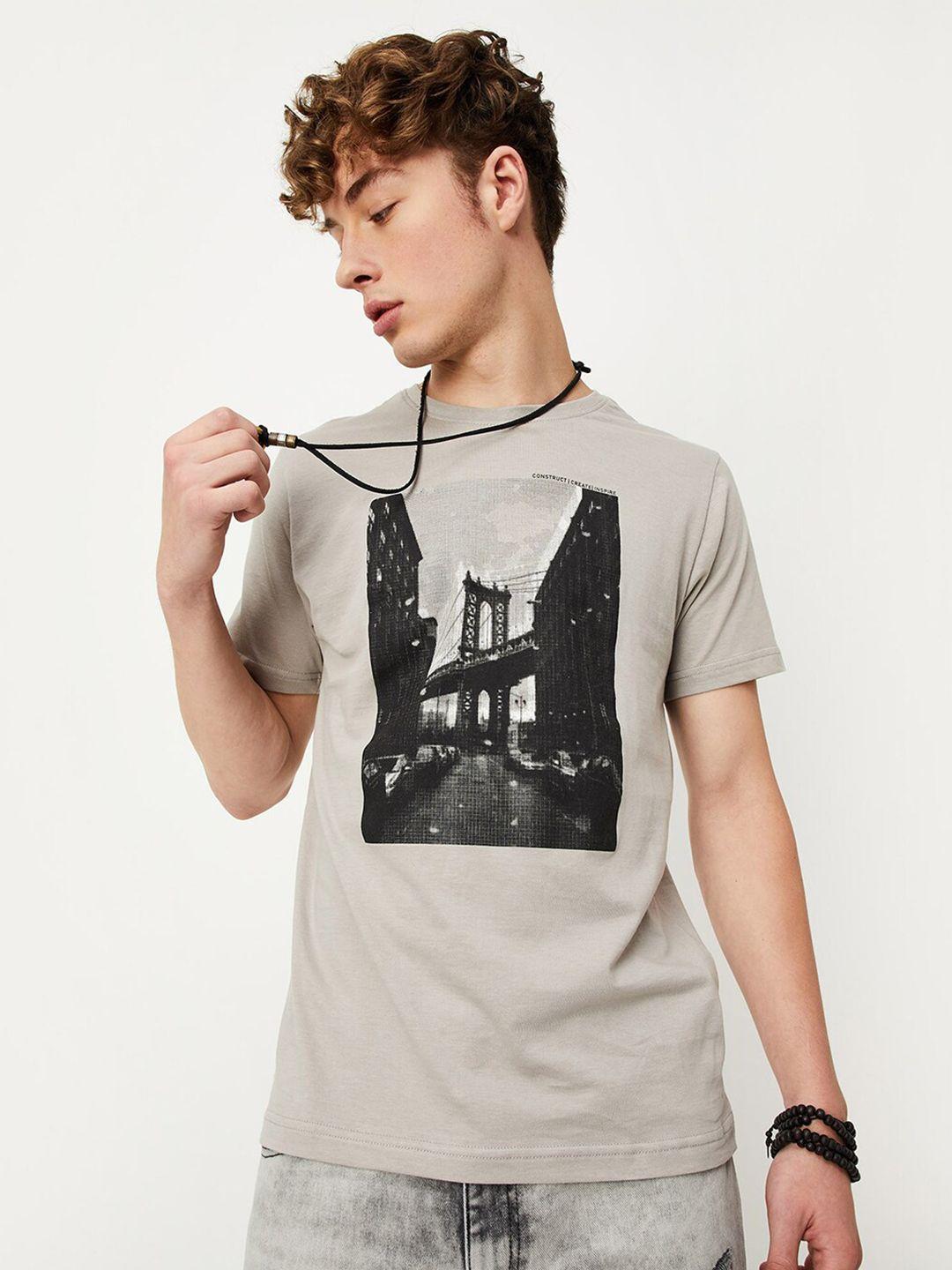 max graphic printed pure cotton casual t-shirt