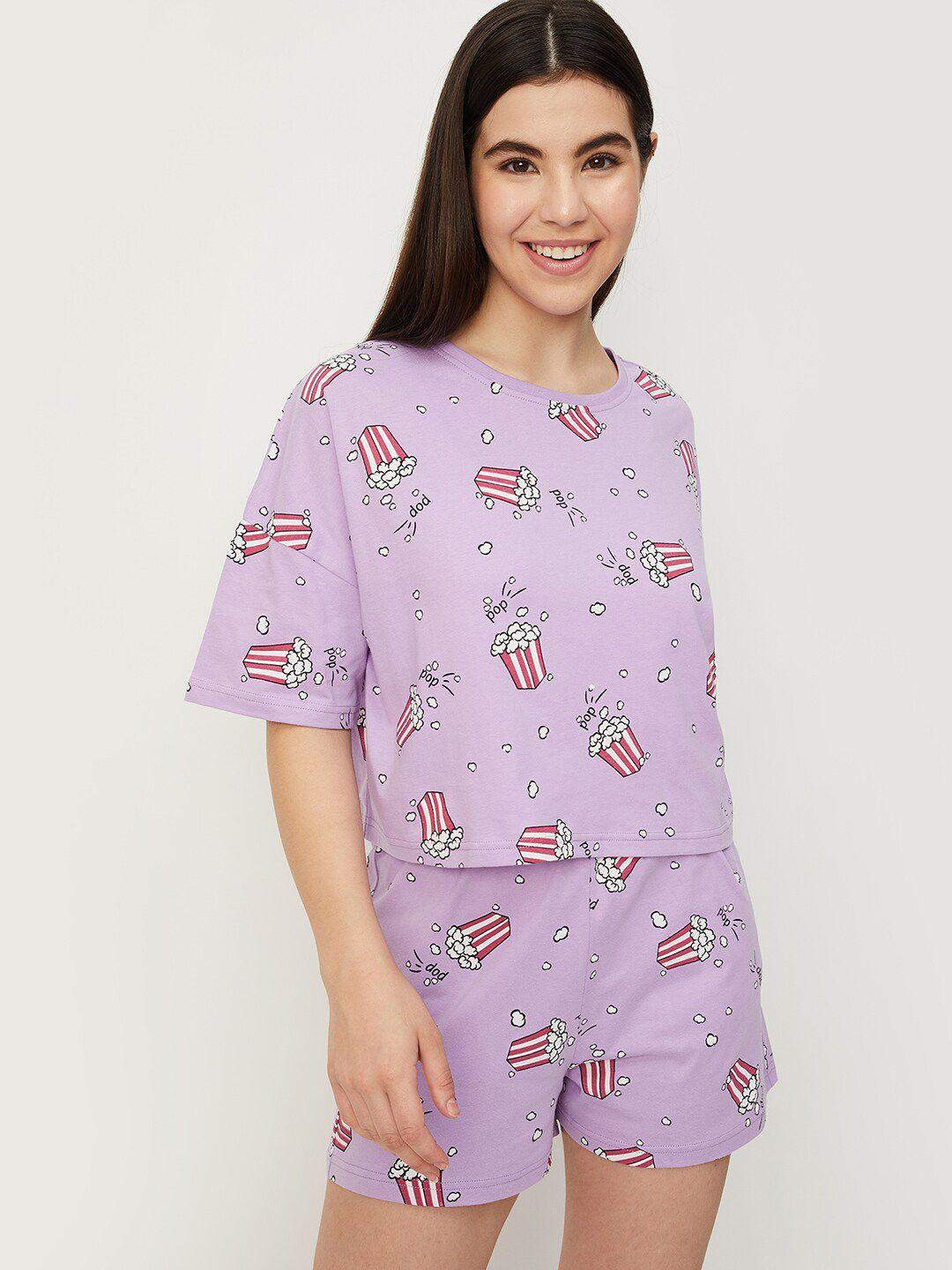 max graphic printed pure cotton night suit