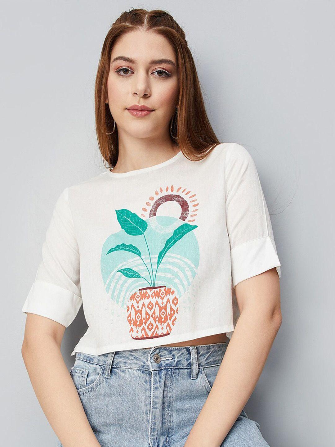 max graphic printed styled back crop top