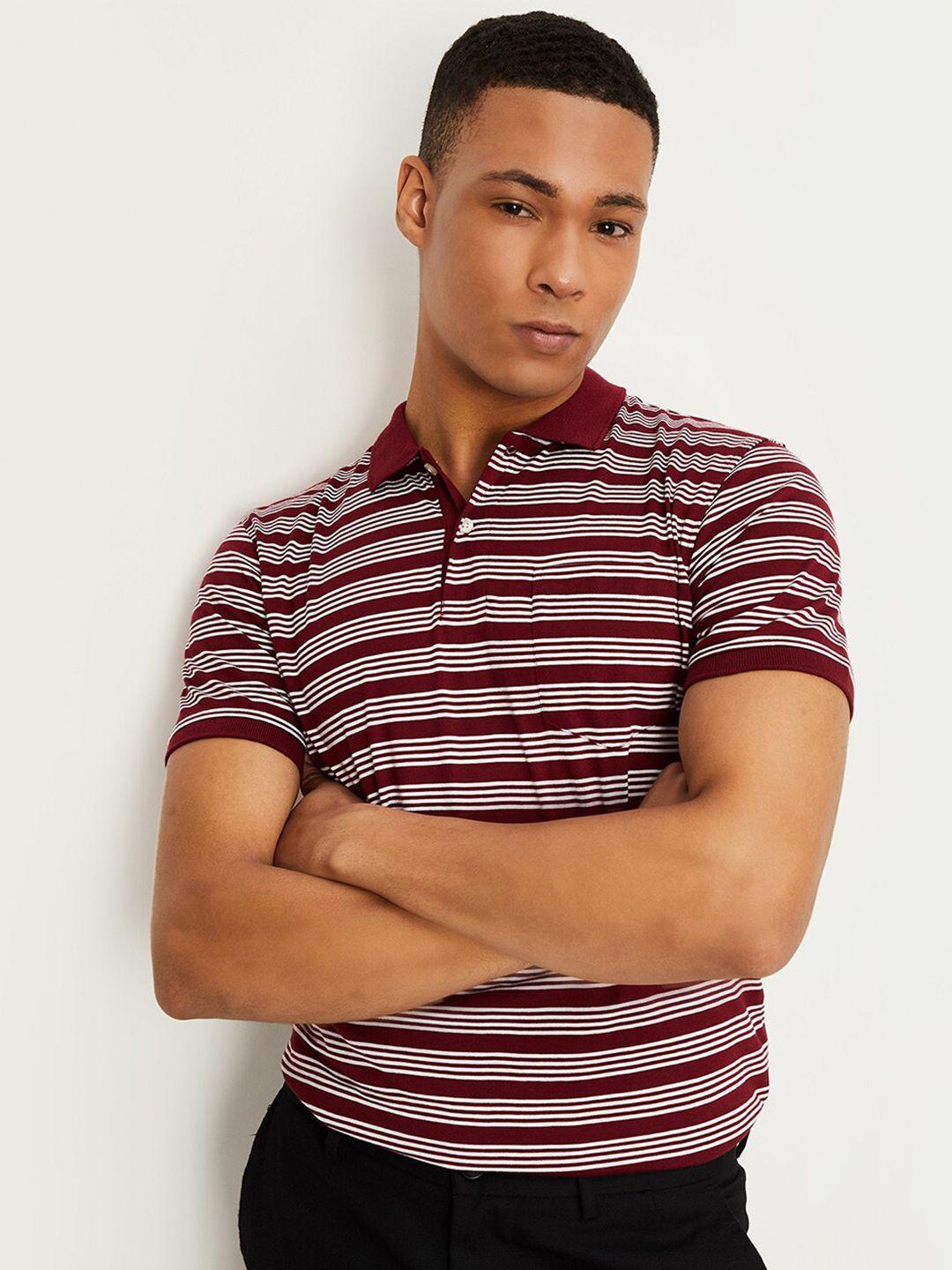 max horizontal striped polo collar cotton t-shirt