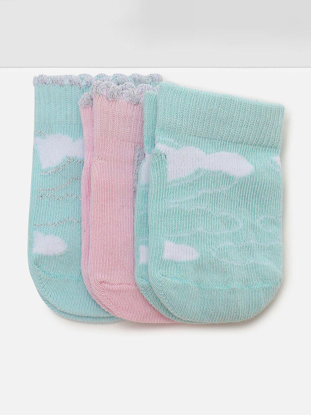 max infant girls pack of 3 patterned ankle-length socks