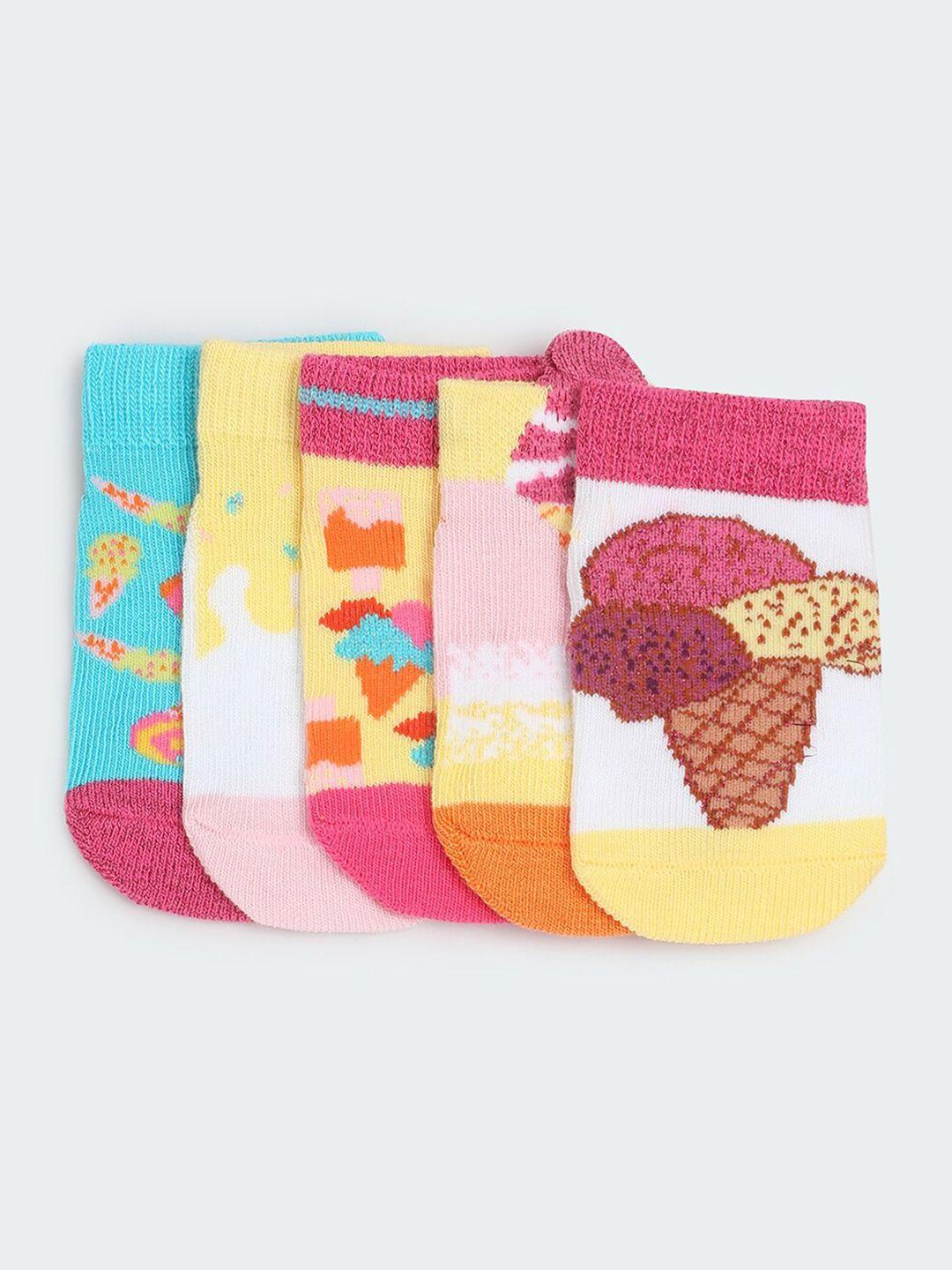 max infant girls pack of 5 patterned ankle length socks