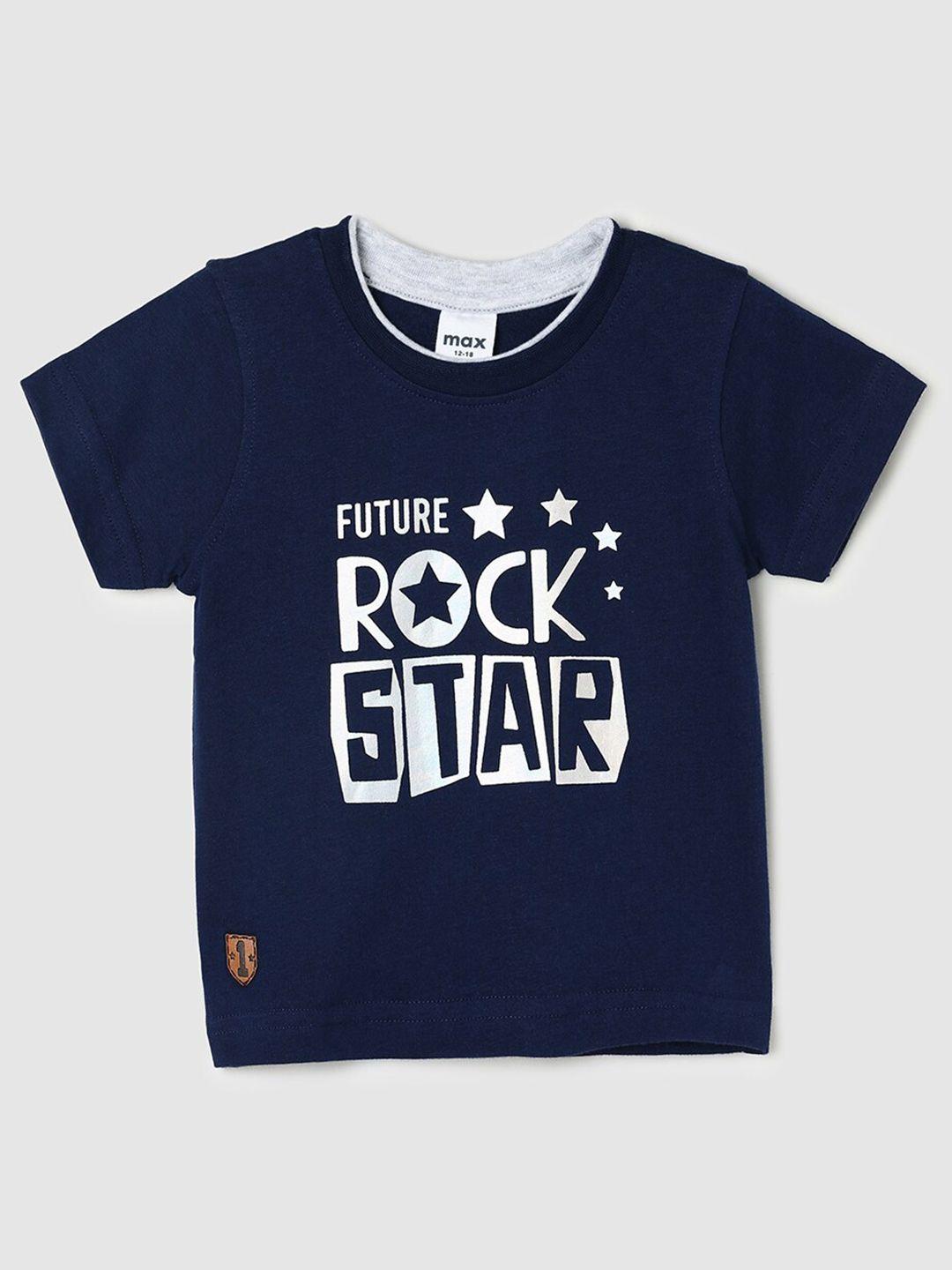 max infants boys typography printed pure cotton t-shirt