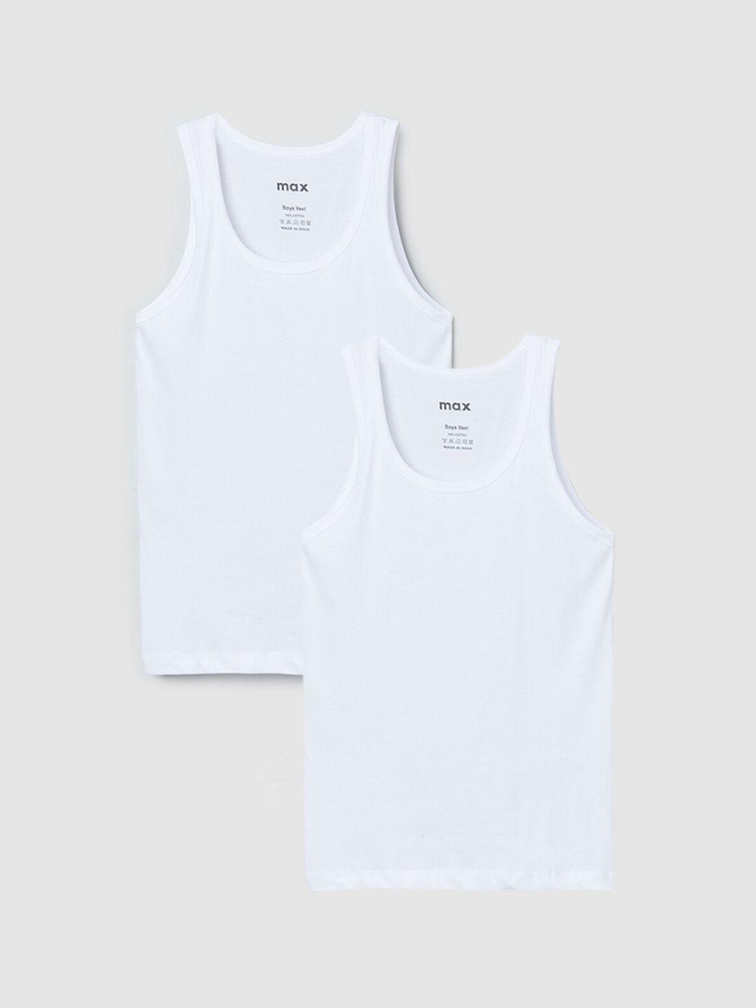 max kids boys pack of 2 white solid cotton innerwear vests