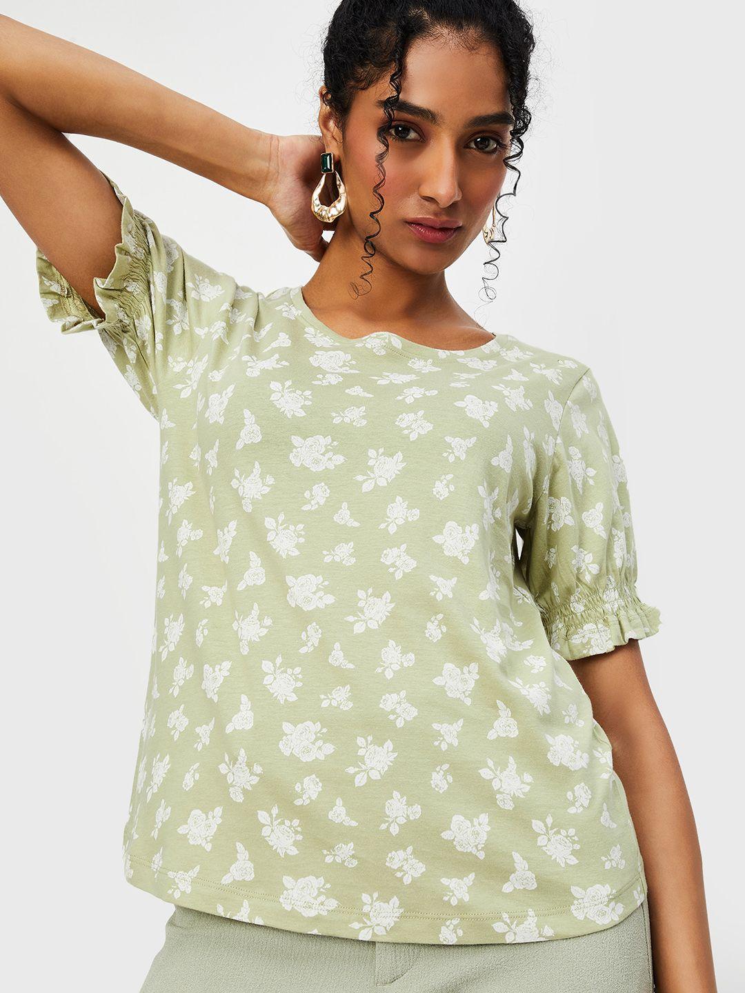 max loral printed puff sleeves t-shirt