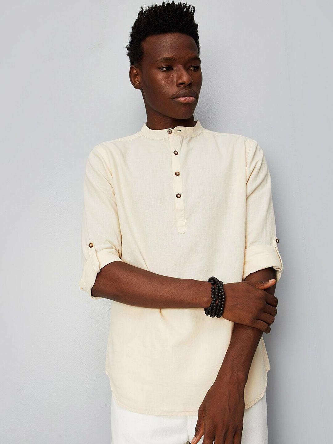 max mandarin collar cotton linen kurta