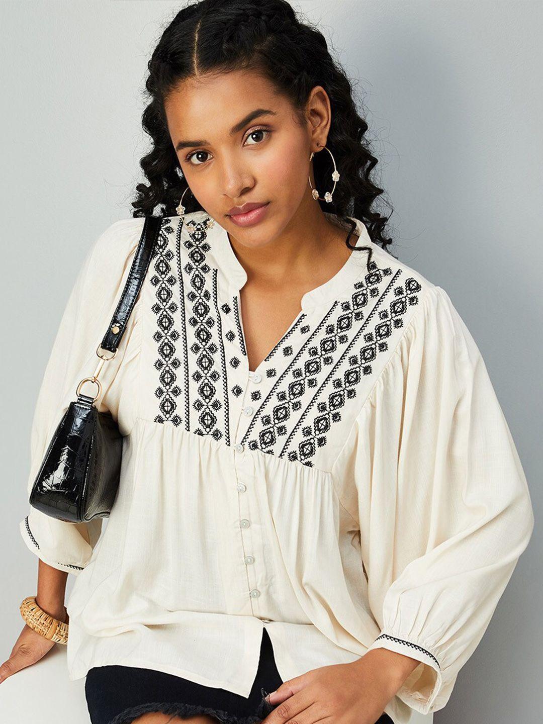 max mandarin collar embroidered ethnic tunic