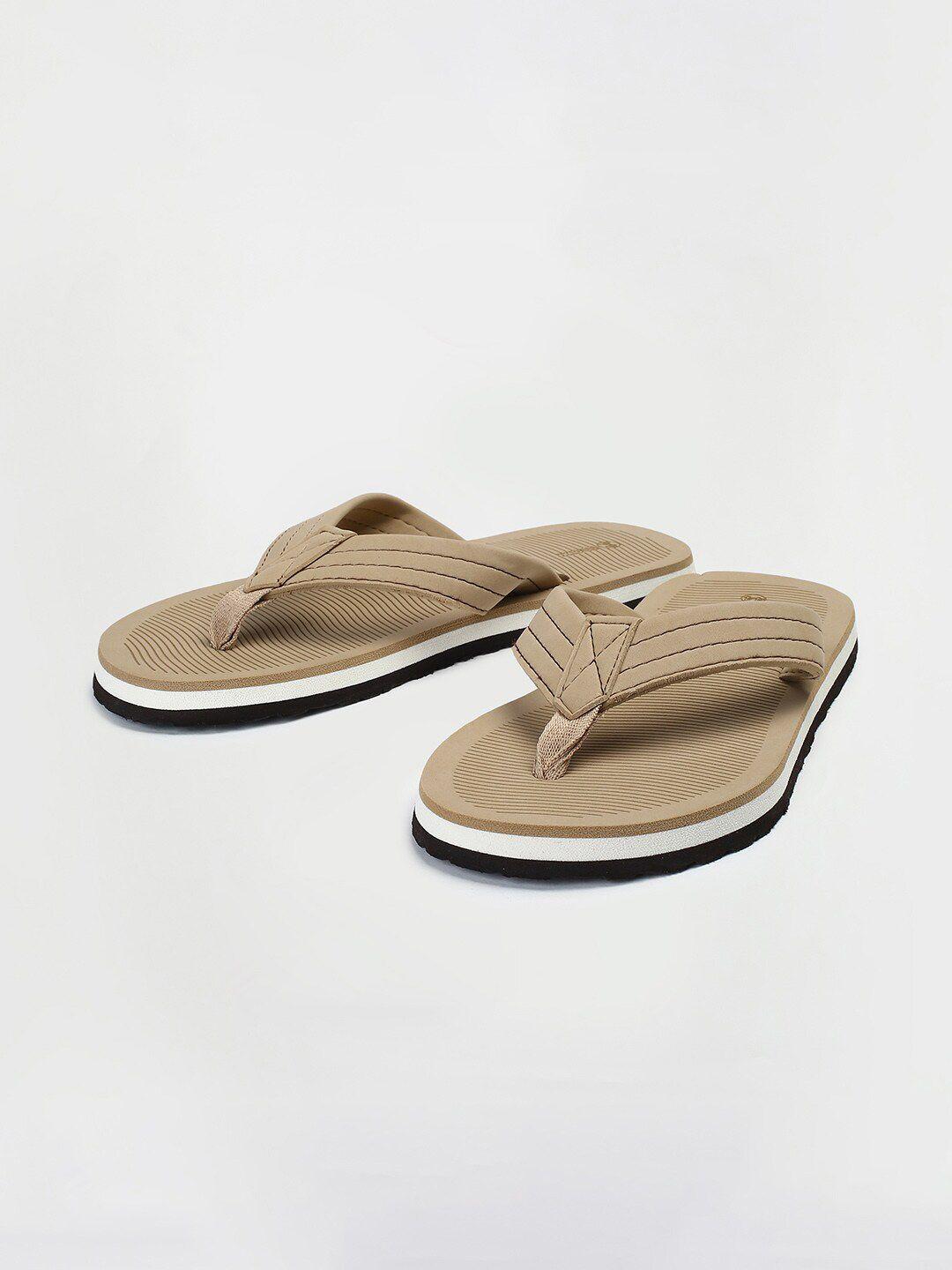 max men beige & white striped thong flip-flops