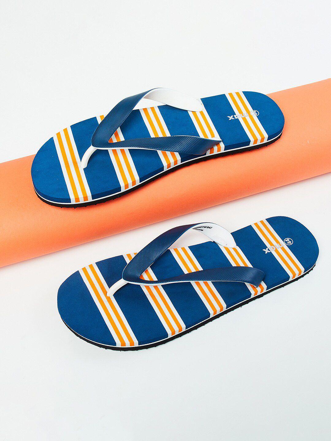 max men blue & white striped thong flip-flops