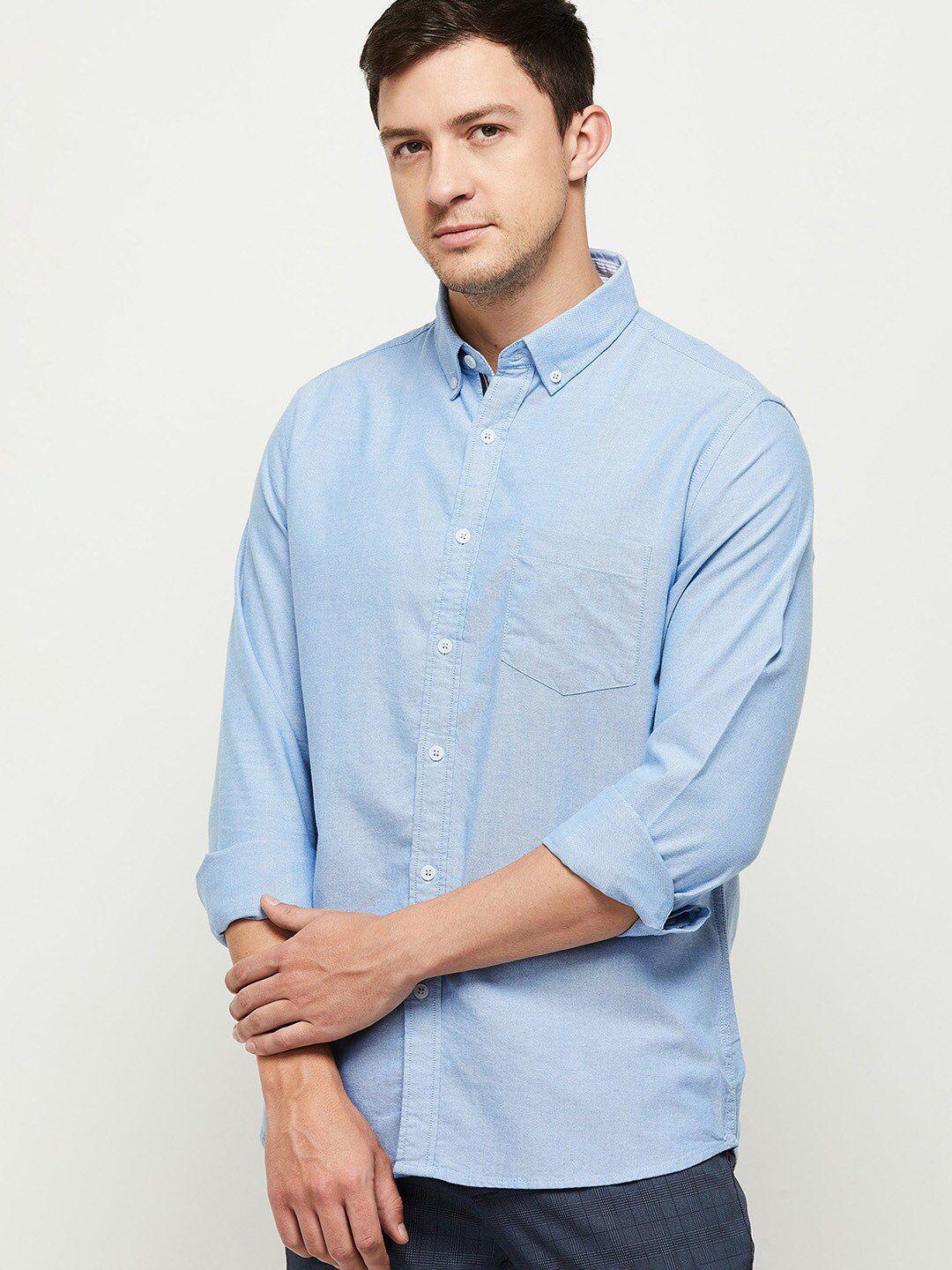 max men blue solid casual shirt