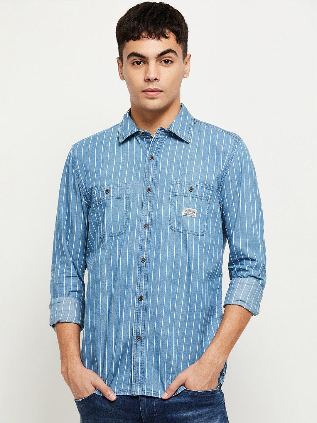 max men blue striped casual shirt