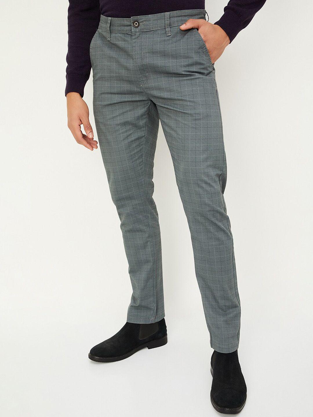 max men checked formal trousers