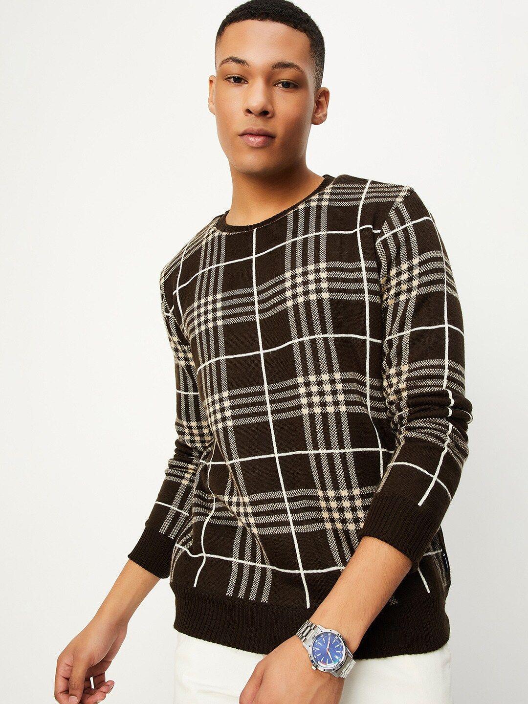 max men checked pullover