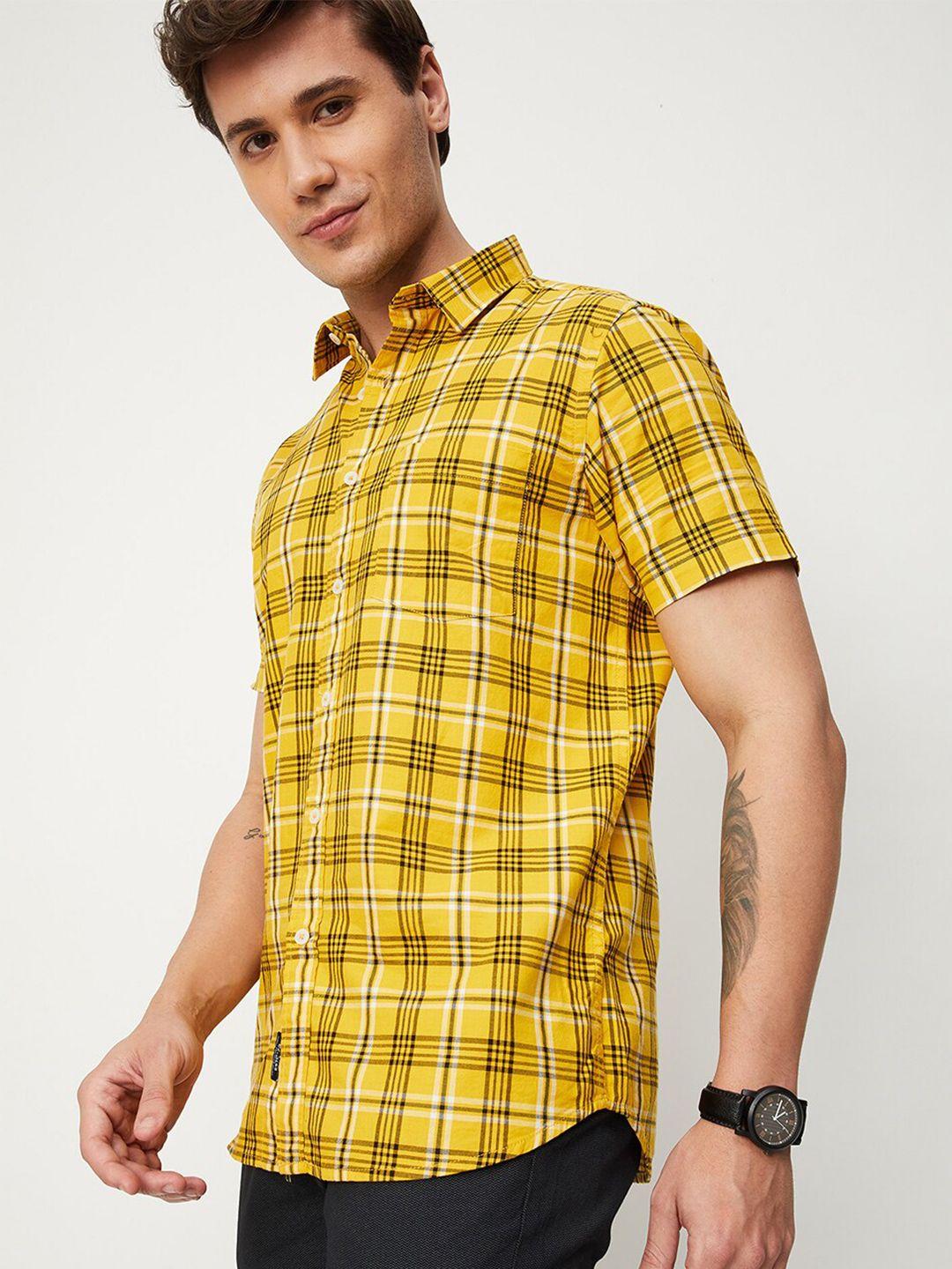 max men checked pure cotton regular fit casual shirt