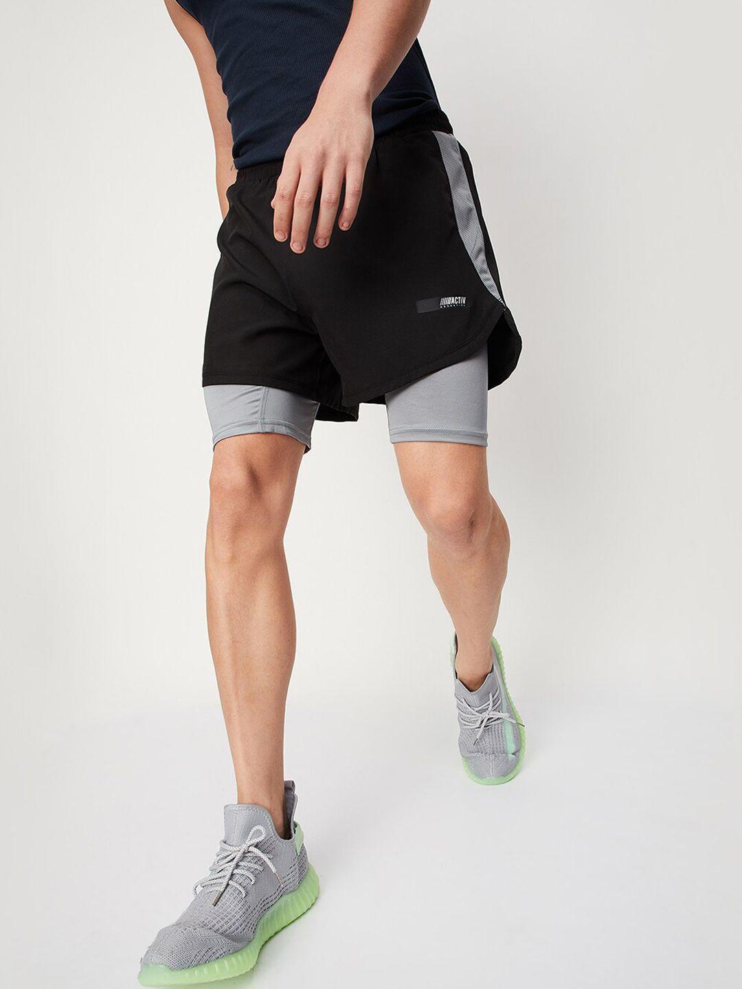 max men colourblocked regular fit sports shorts