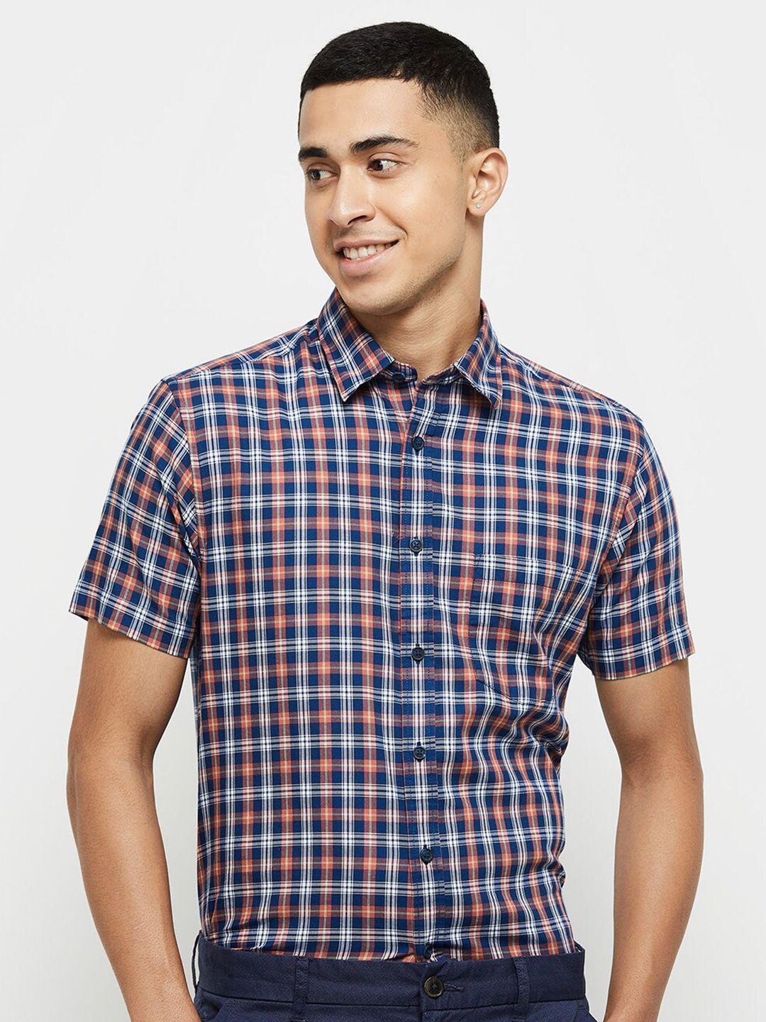max men coral classic checked cotton casual shirt