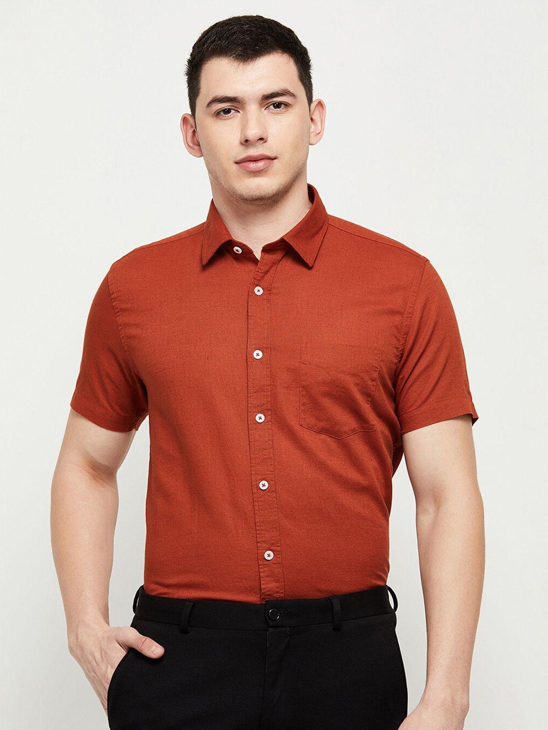 max men coral solid casual shirt