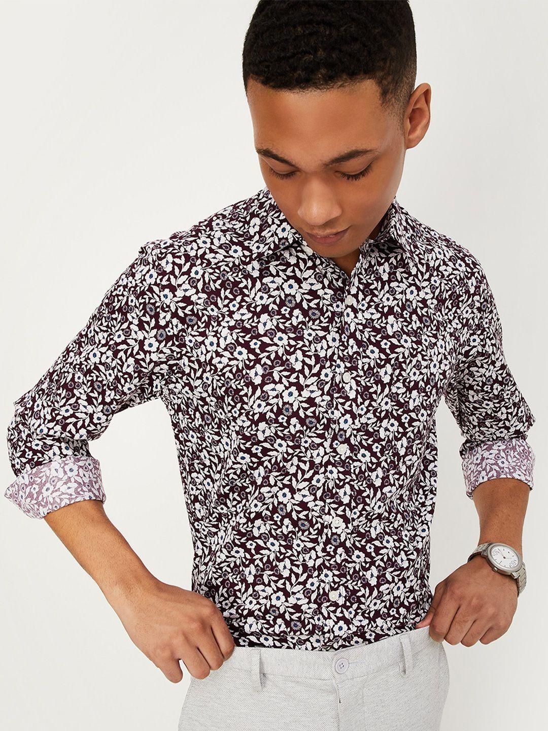 max men floral printed pure cotton casual shirt