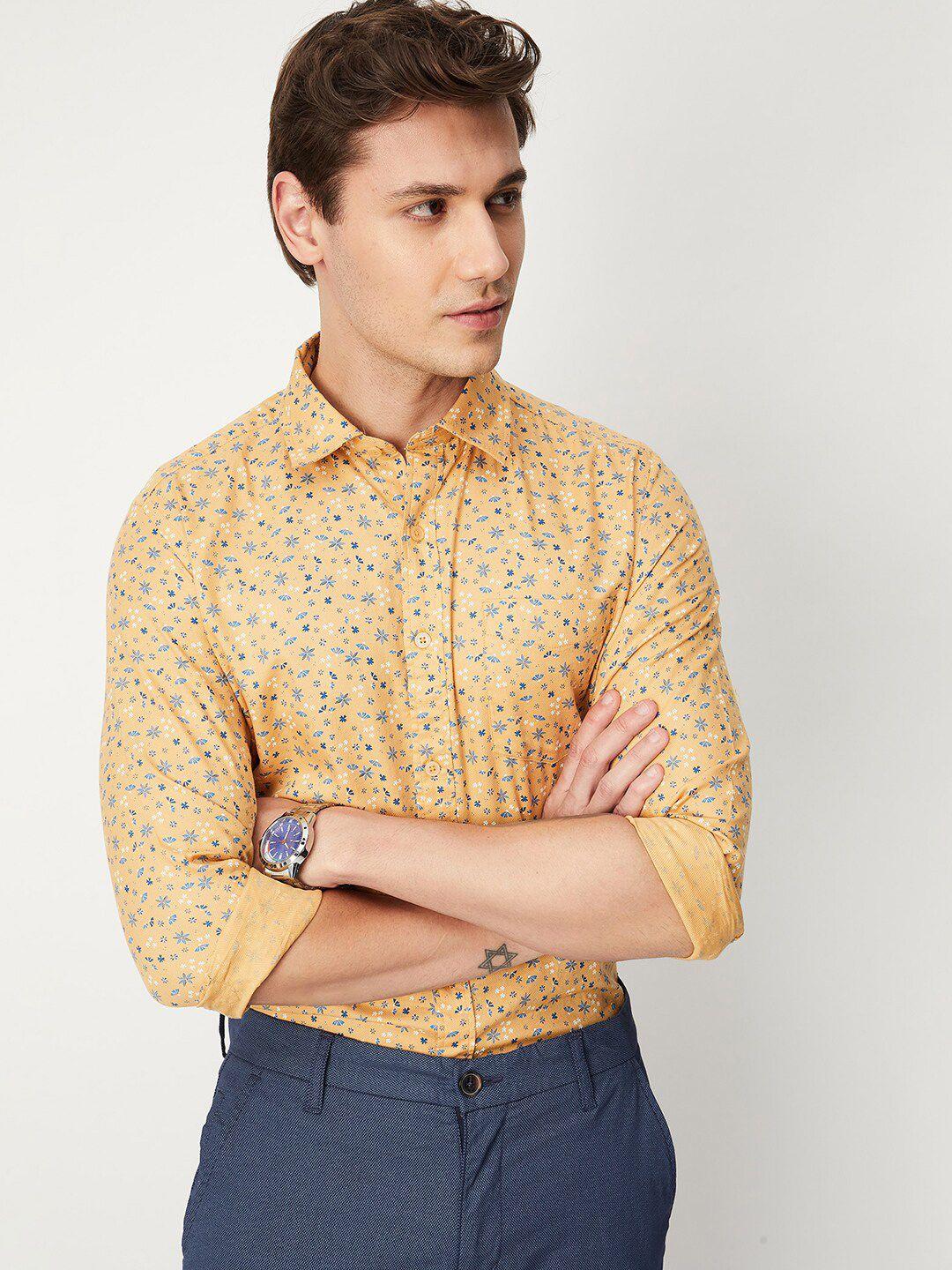 max men floral printed pure cotton regular fit casual shirt