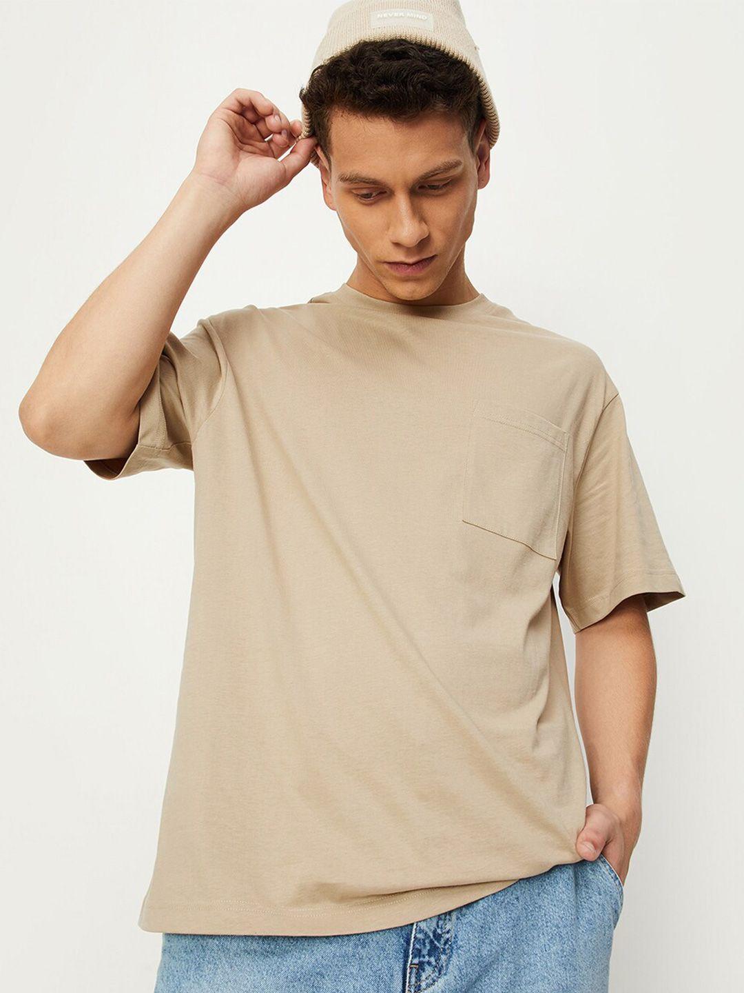 max men high neck drop shoulder sleeves cotton casual t-shirt
