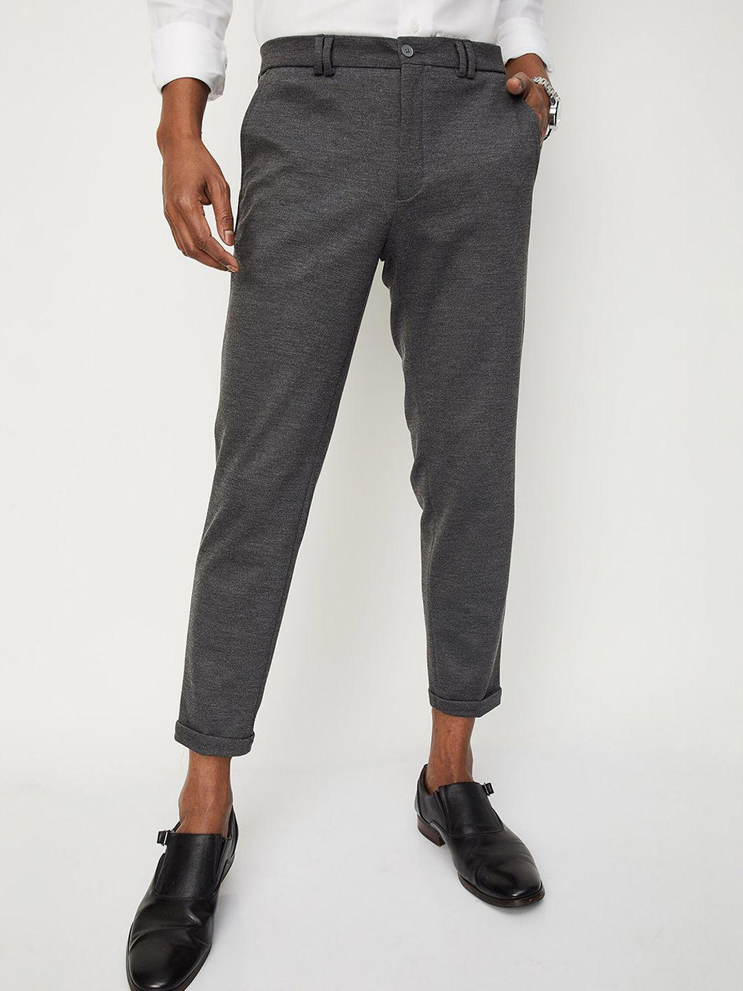 max men mid-rise cotton regular trousers