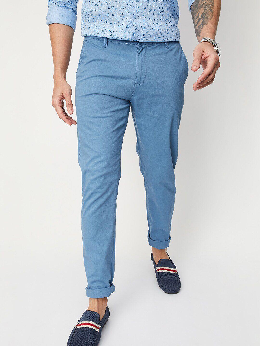 max men mid-rise plain chinos trousers