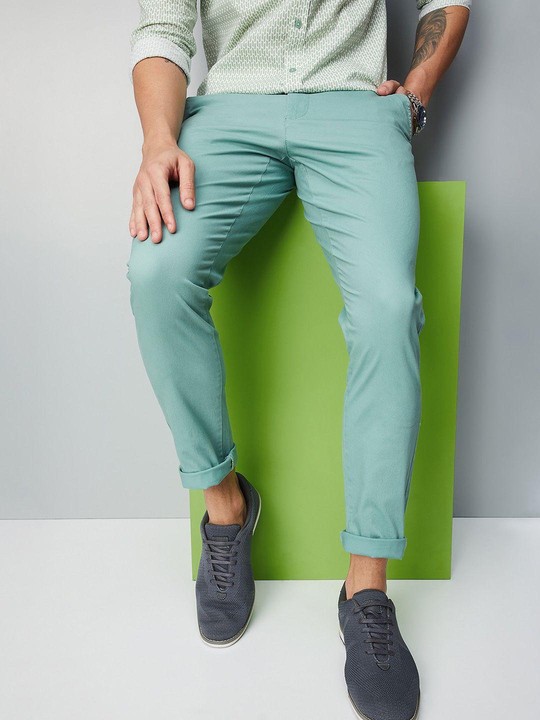 max men mid-rise plain chinos trousers