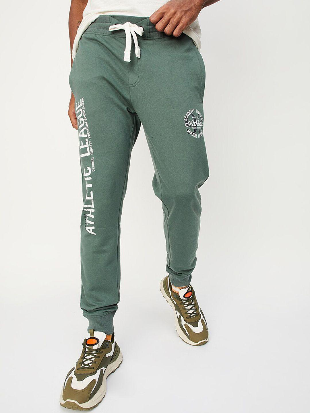 max men mid-rise typography printed joggers