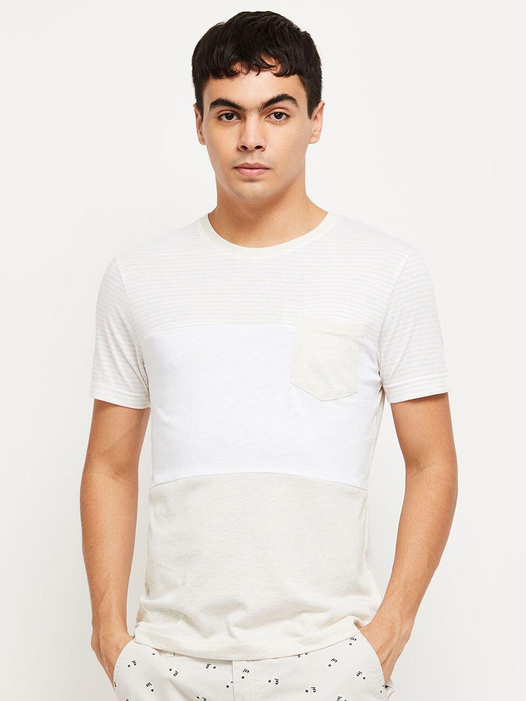 max men off white colourblocked t-shirt