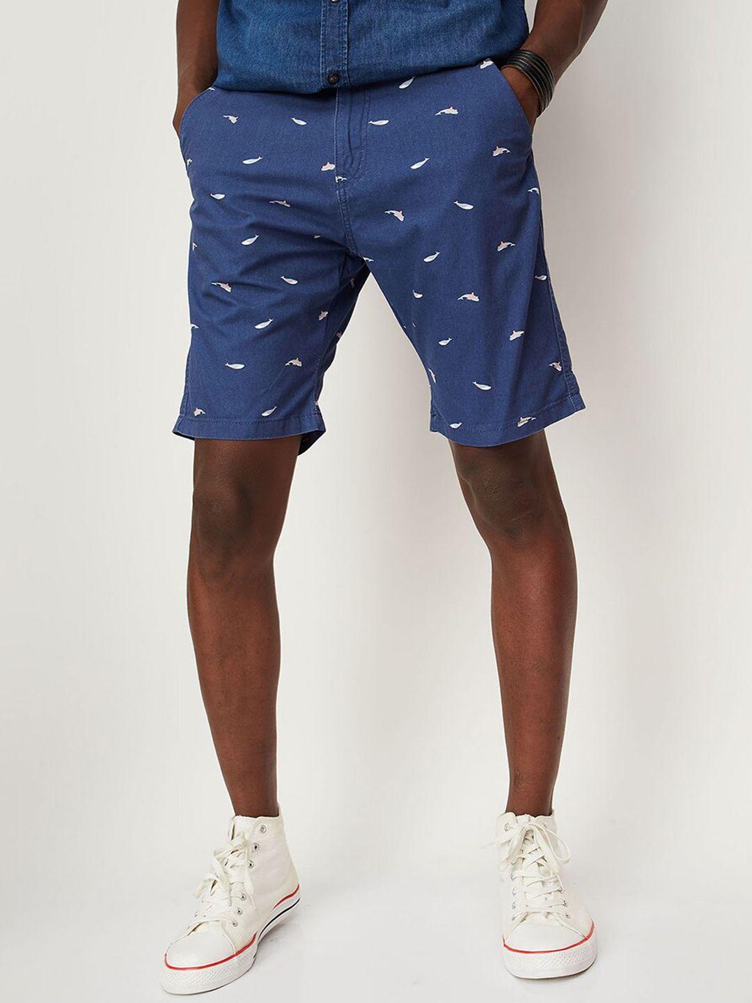 max men printed cotton demin shorts