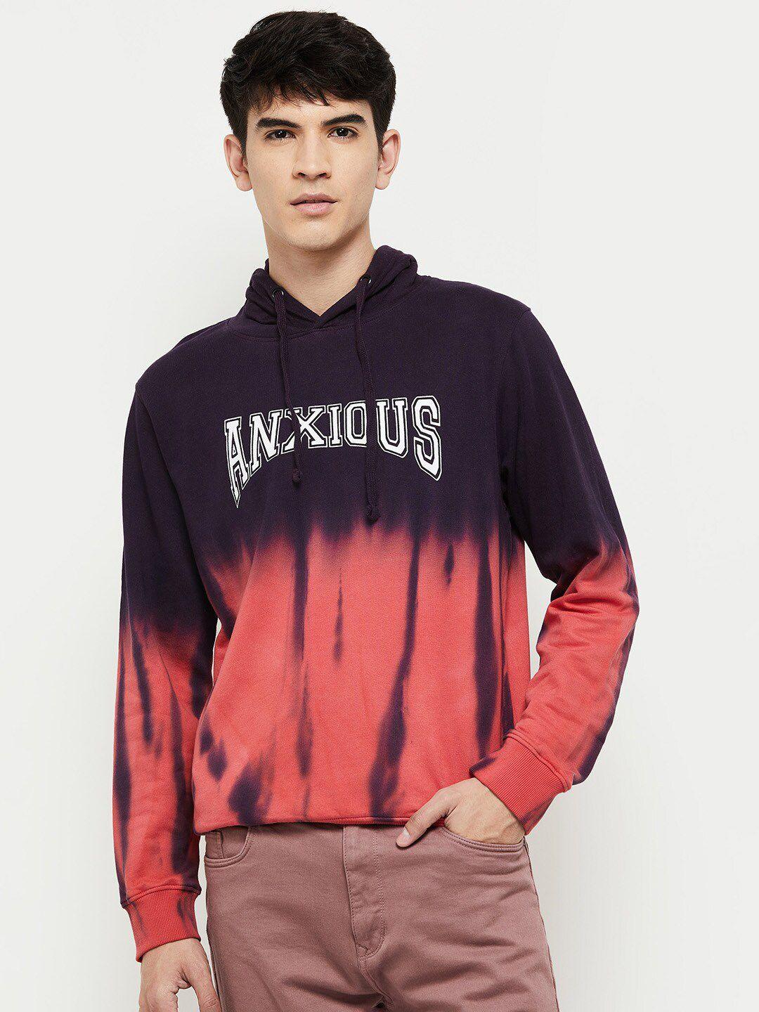 max men printed hooded cotton sweatshirt