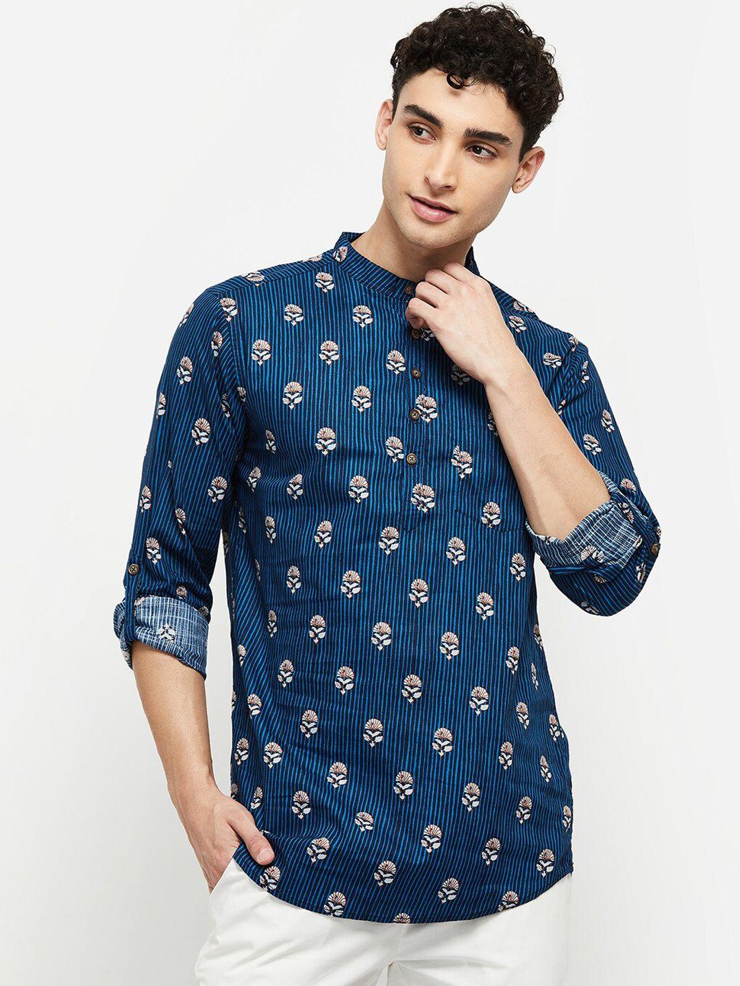 max men printed mandarin collar kurta