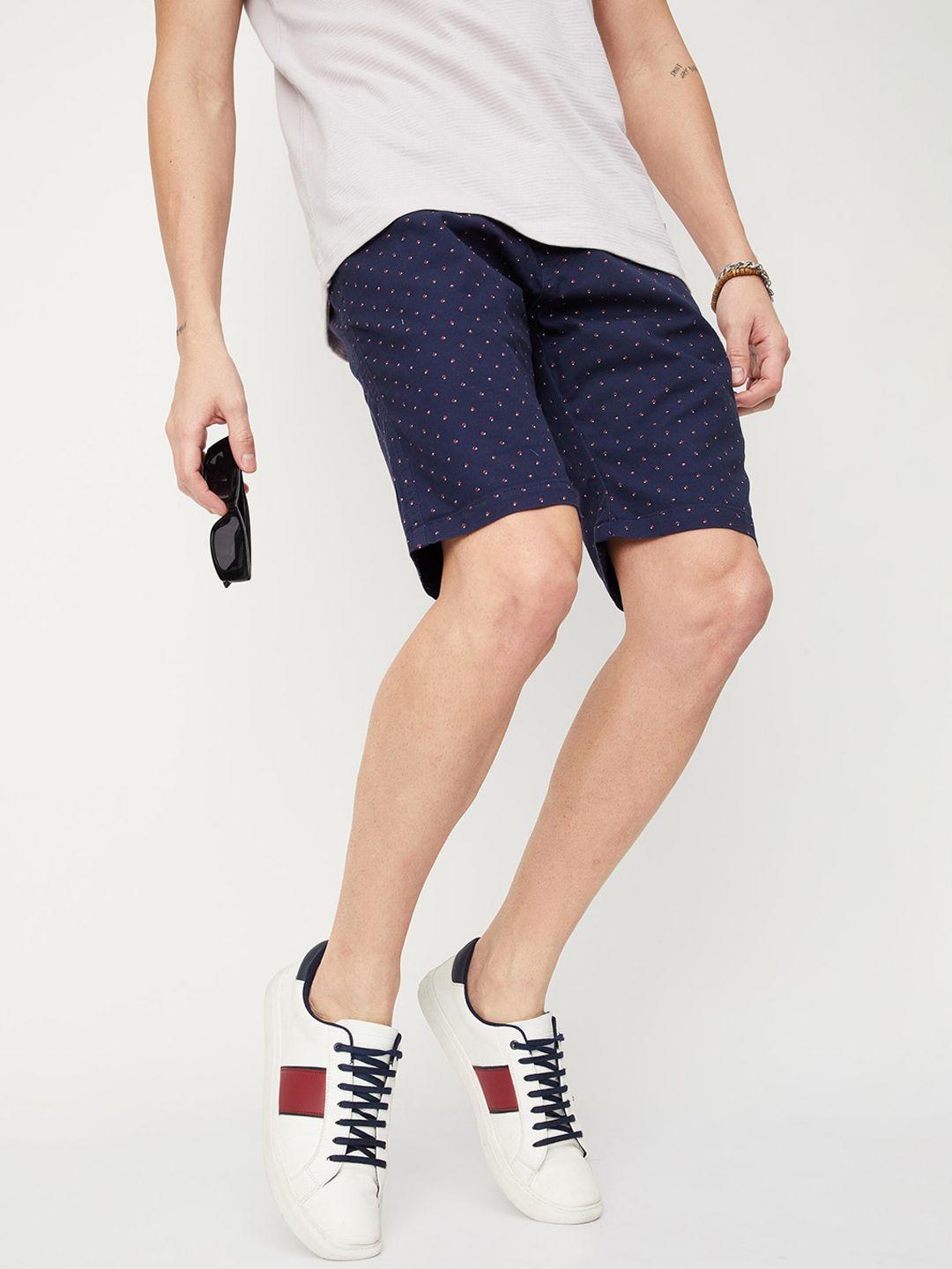 max men printed pure cotton regular fit mid-rise shorts