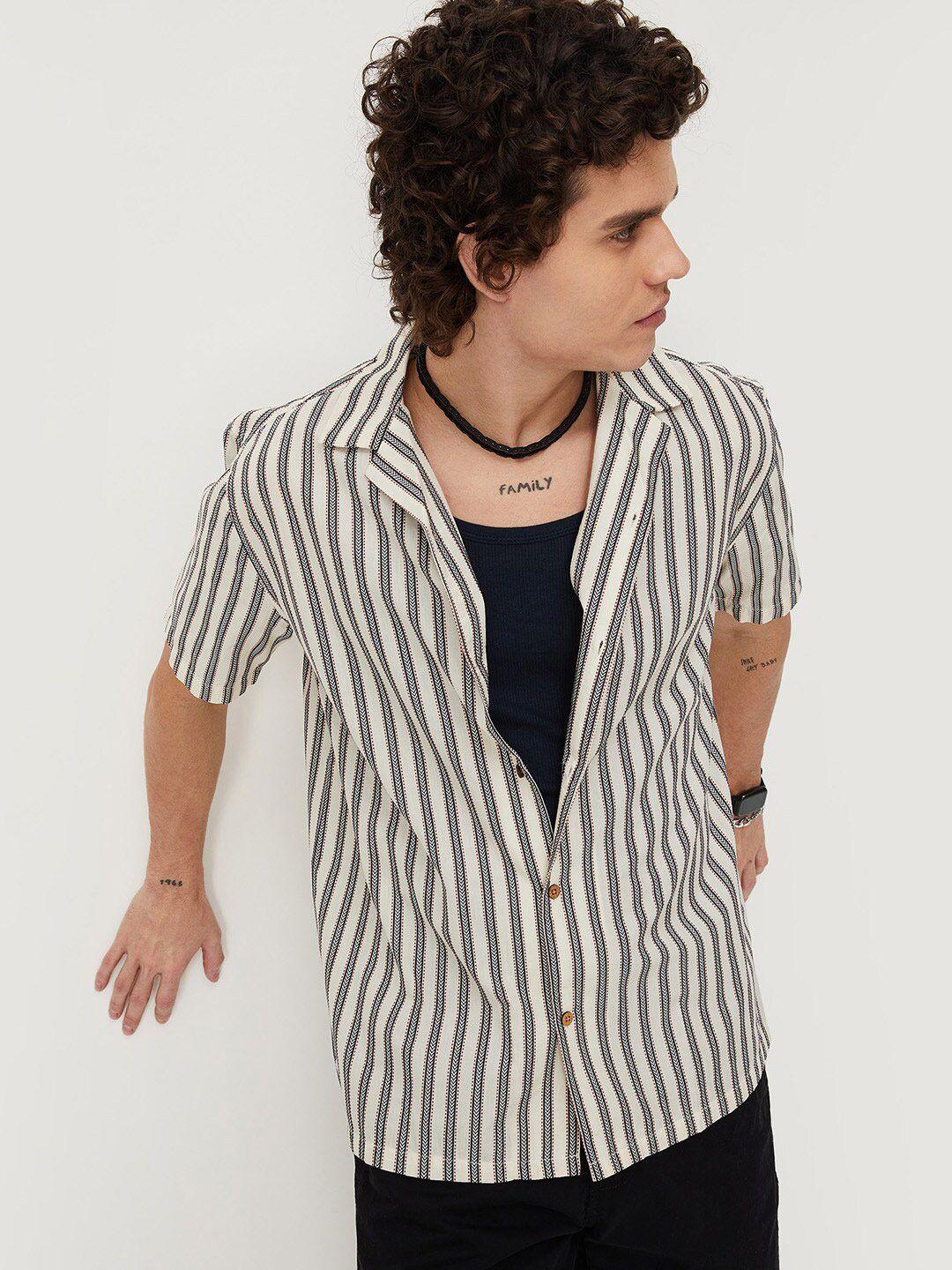 max men pure cotton striped casual shirt