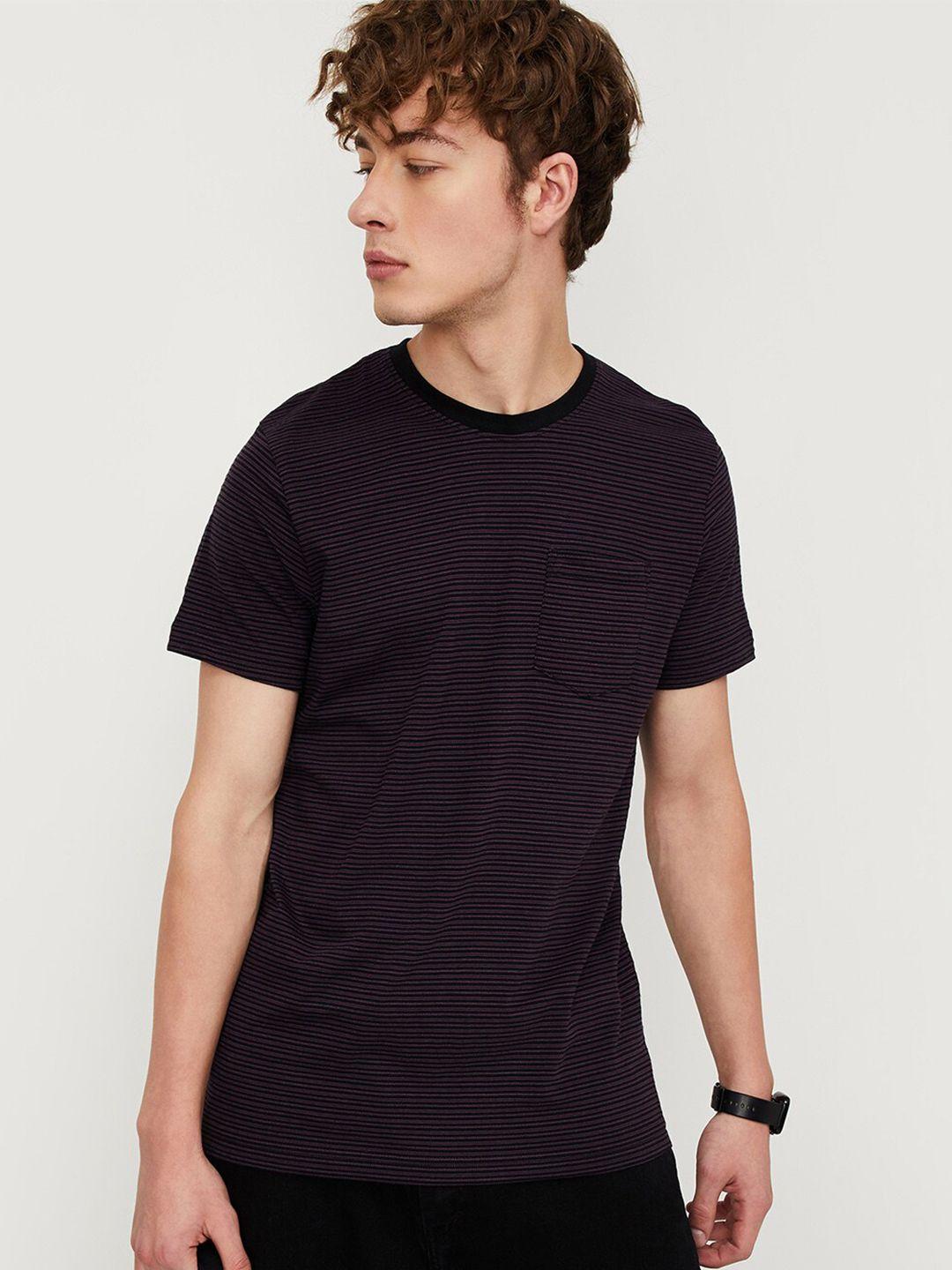 max men purple henley neck drop-shoulder sleeves pockets t-shirt