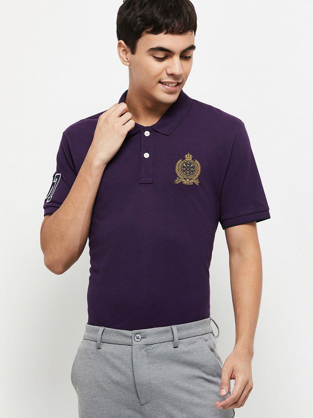 max men purple polo collar t-shirt