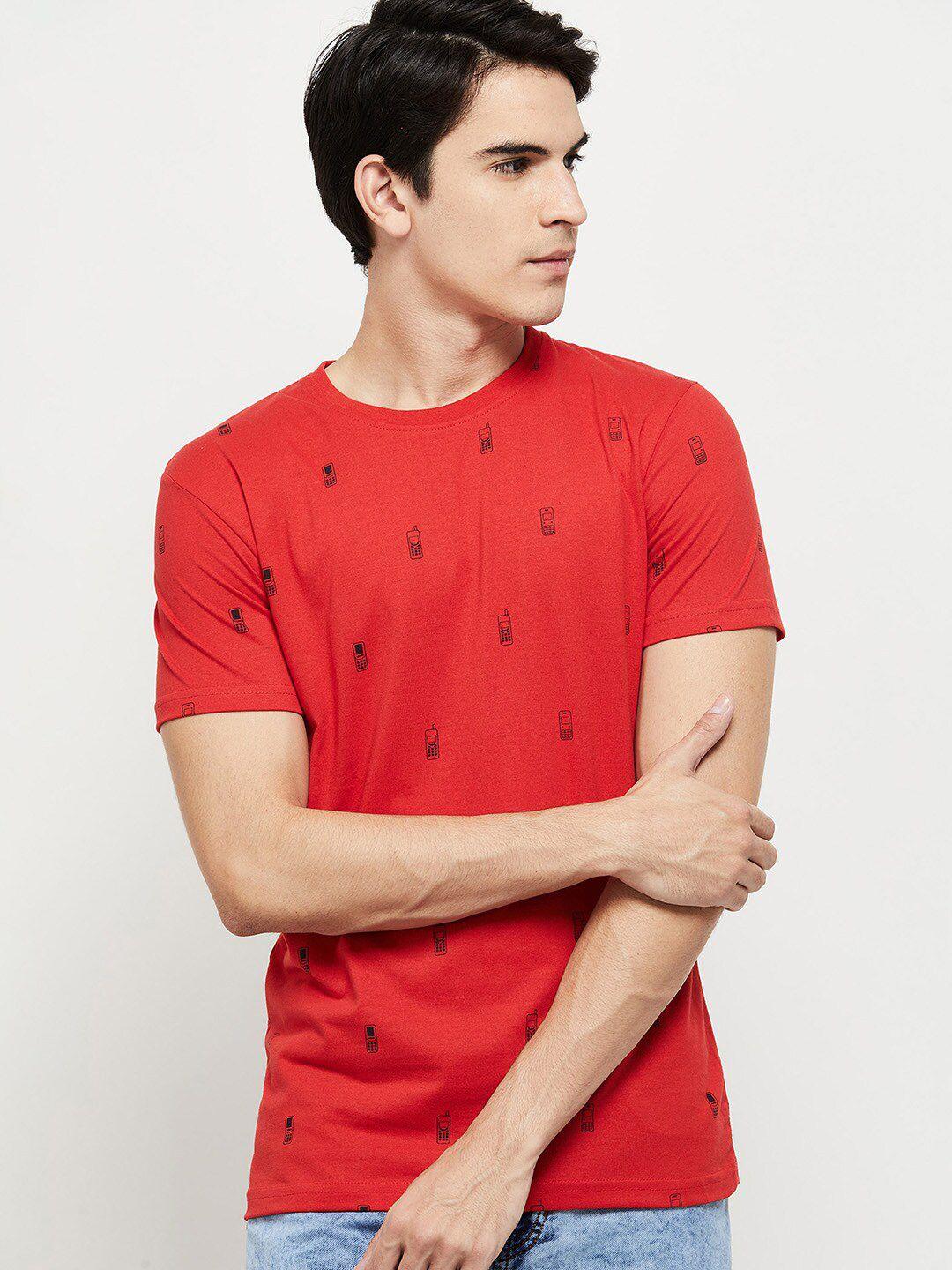 max men red printed t-shirt