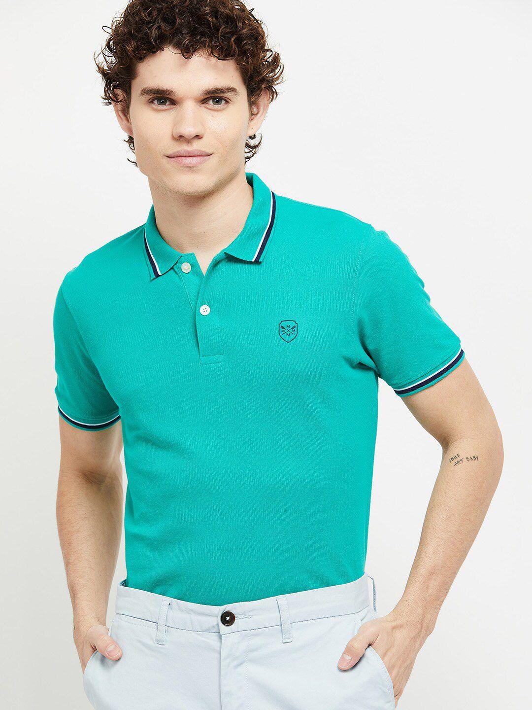 max men sea green polo collar t-shirt